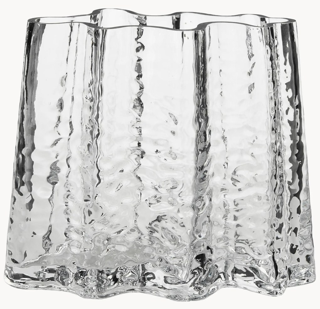 Vaso in vetro soffiato con superficie strutturata Gry, alt. 19 cm