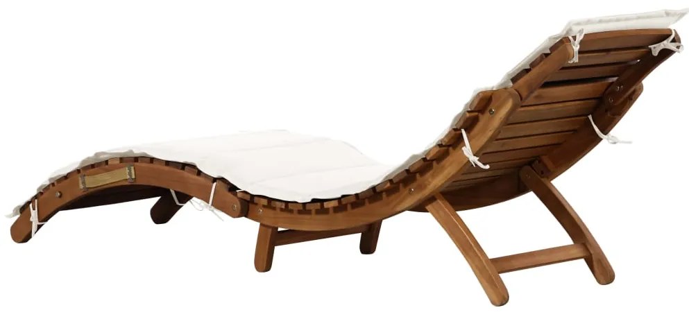 Lettini prendisole con cuscini 2pz bianco crema massello acacia