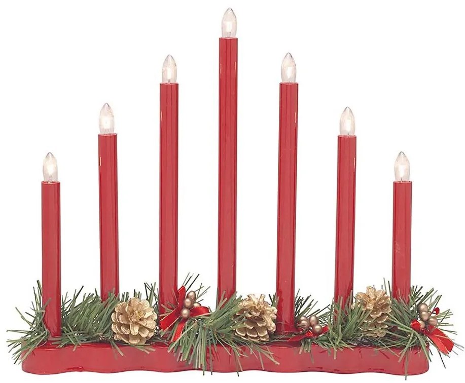 Markslöjd 704018 - Candelabro di Natale HOL 7xE10/0,06W/230V rosso