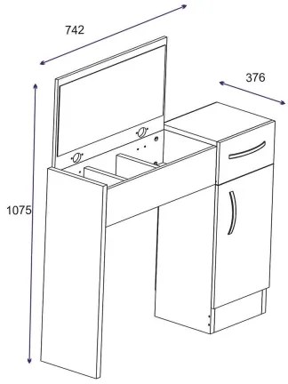 Toeletta tavolo da trucco  INCI 108,8x74,2 cm bianco