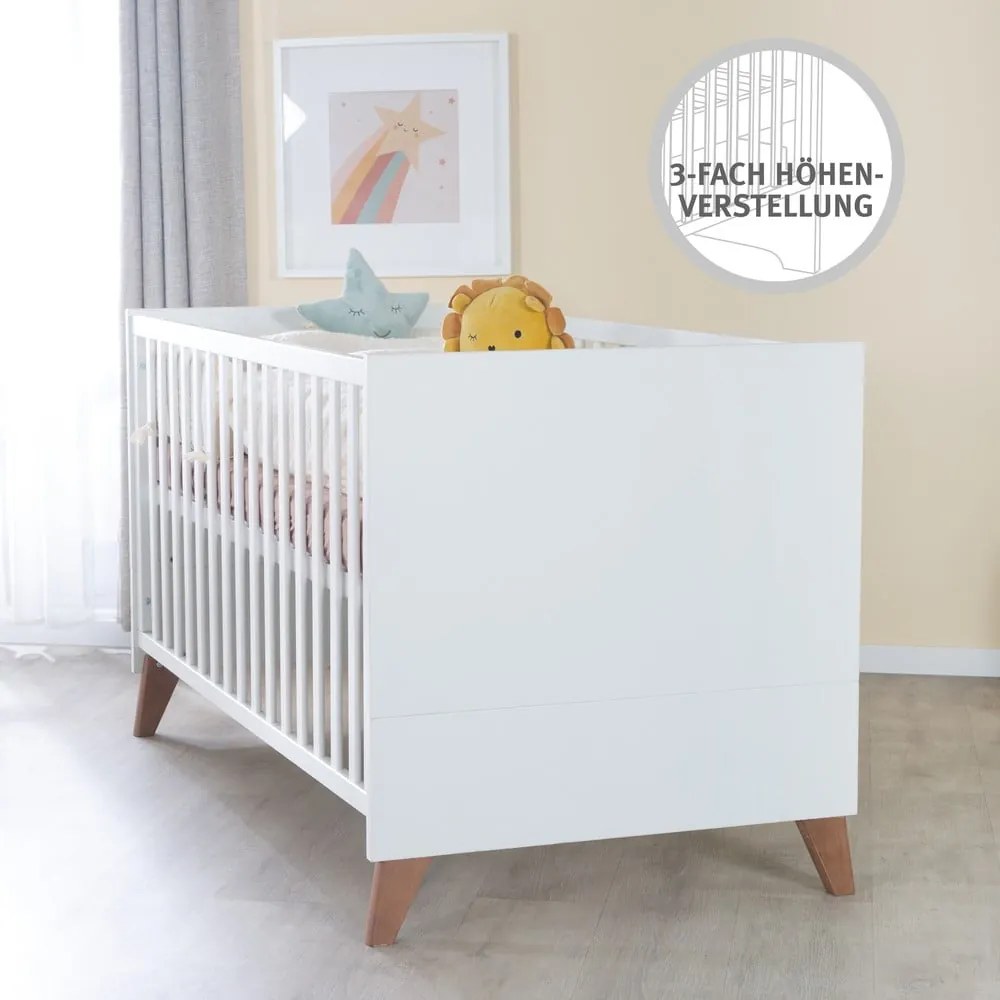 Lettino in colore bianco e naturale 70x140 cm Ole - Roba