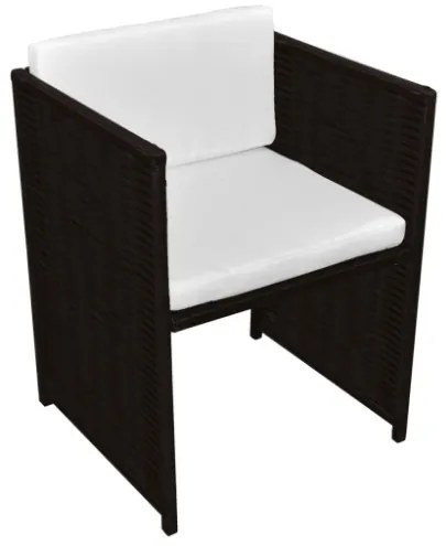 Set da Bistrot 3 pz con Cuscini in Polyrattan Marrone