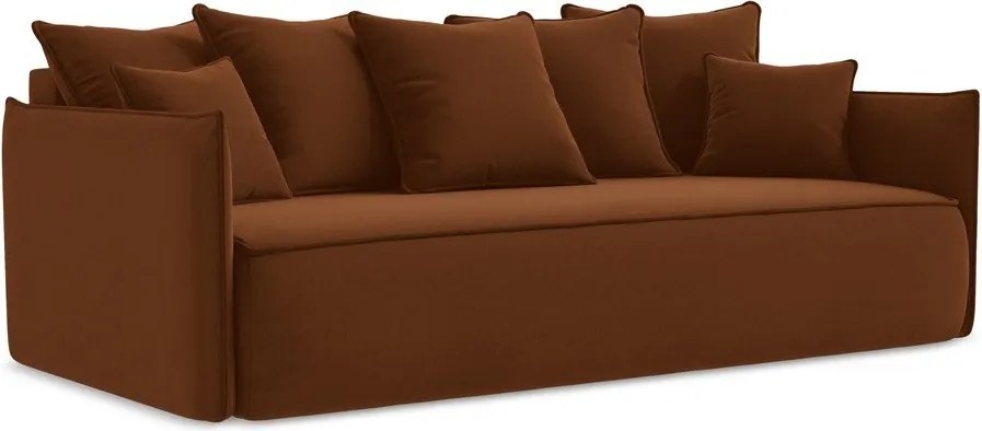 Divano color terracotta allungabile/con contenitore con rivestimento in velluto 225 cm Hula – Makamii
