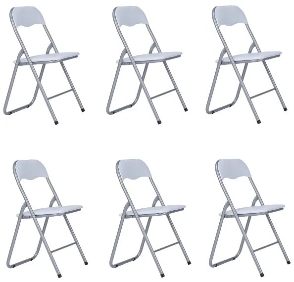Sedia in metallo pieghevole seduta ecopelle BIANCO SET 6 PEZZI