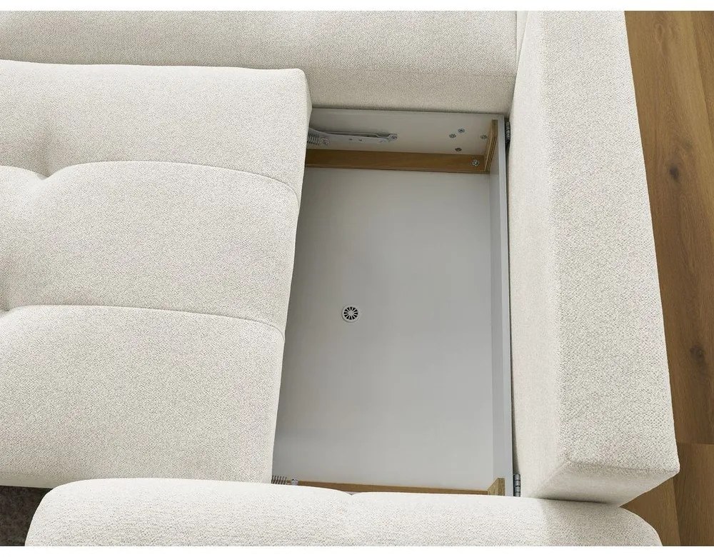 Divano angolare bianco allungabile/con contenitore (con penisola a sinistra/con chaise lounge) con rivestimento in ciniglia Roxelane – Bobochic Paris