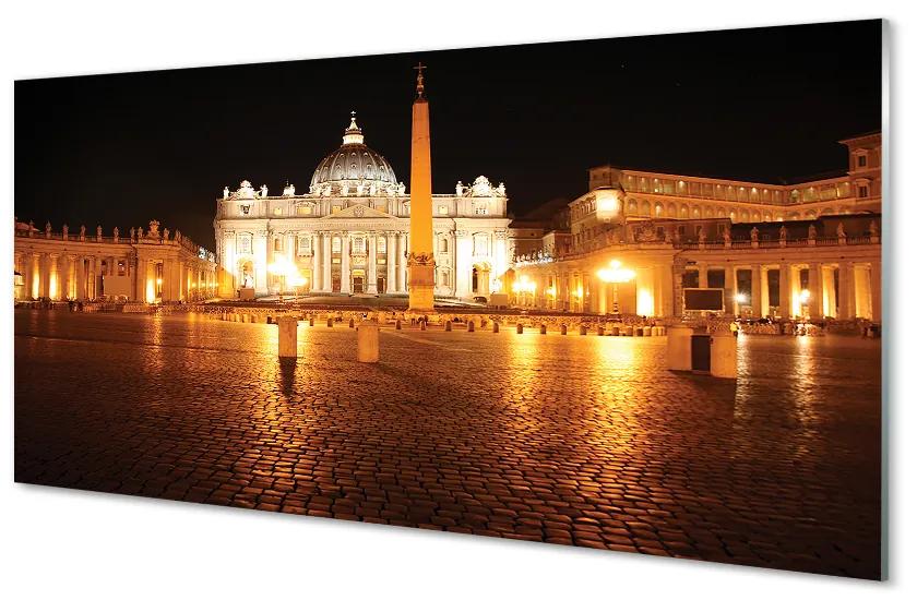 Quadro su vetro acrilico Roma Basilica Place Night 100x50 cm
