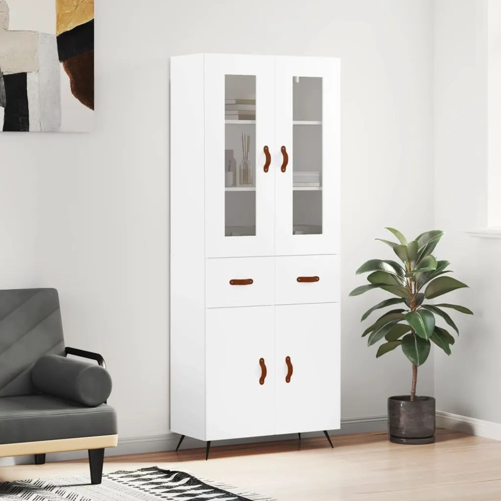 Credenza Bianca 69,5x34x180 Cm İn Legno Multistrato /