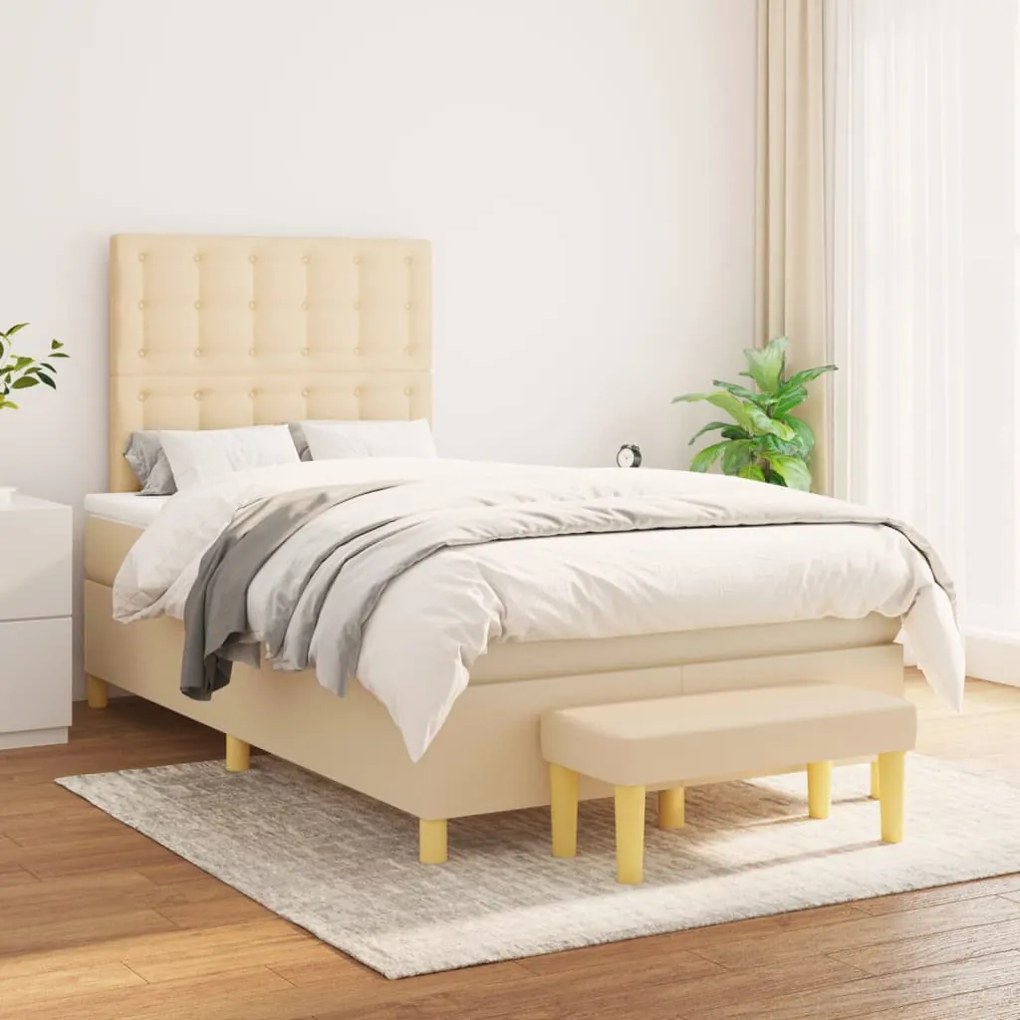 Giroletto A Molle Con Materasso Crema 120x200 Cm İn Tessuto /