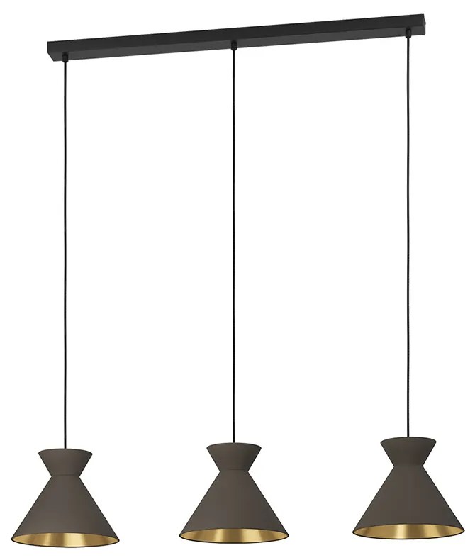 Lampadario Contemporaneo Nastasia 3 Luci Acciaio Nero