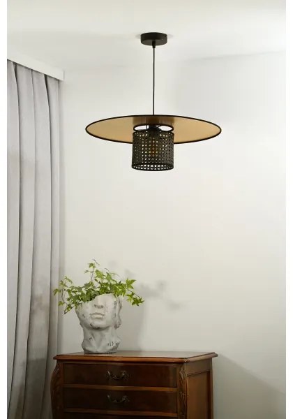 Duolla - Lampadario a sospensione con filo TOKYO RATTAN 1xE27/15W/230V diametro 50 cm oro/nero