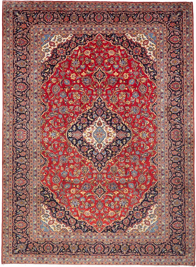 Kashan Tappeto 260x350 Rosso (Iran) Annodato A Mano