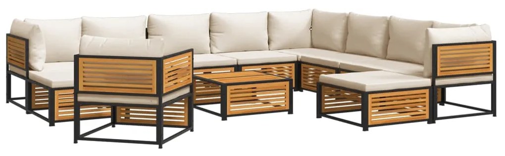 Set divano da giardino 12 pz con cuscini legno massello acacia