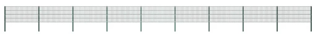 Pannello di Recinzione con Pali in Ferro 15,3x0,8 m Verde