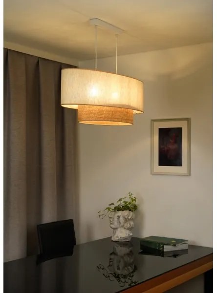 Duolla - Lampadario a sospensione con filo DOUBLE OVAL NATURE 2xE27/15W/230V color crema/beige