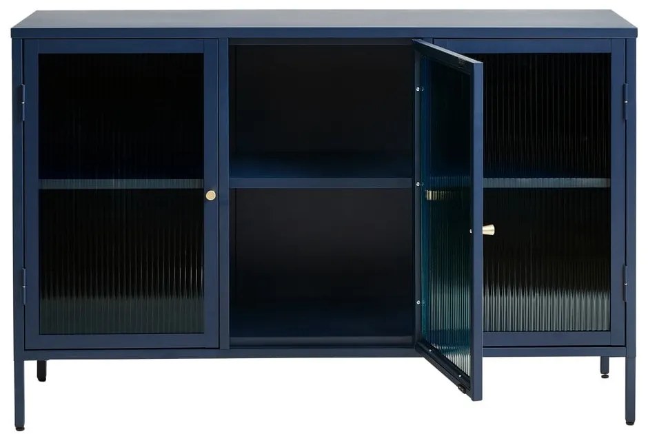 Vetrina in metallo blu Bronco, altezza 85 cm - Unique Furniture