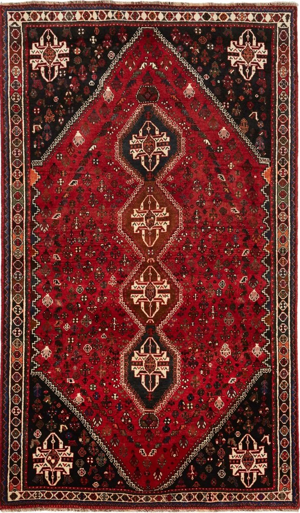 Shiraz Tappeto 160x270 Rosso (Iran) Annodato A Mano