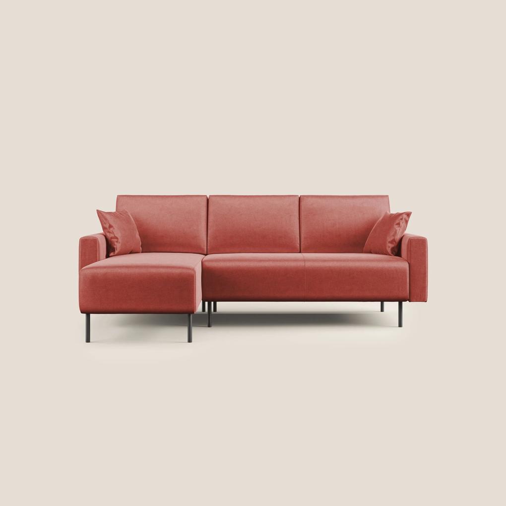 Arthur divano moderno angolare in velluto morbido impermeabile T01 salmone Destro