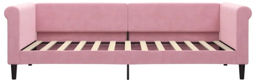 Divano letto con materasso rosa 90x200 cm in velluto