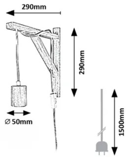 Rabalux 71028 - Lampada da parete UBUL 1xE27/60W/230V faggio