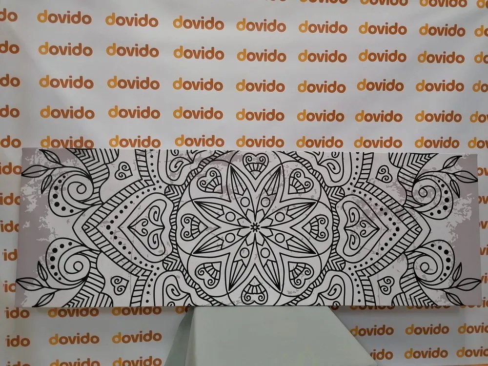 Stampa su tela – Mandala con tocco antico in bianco e nero