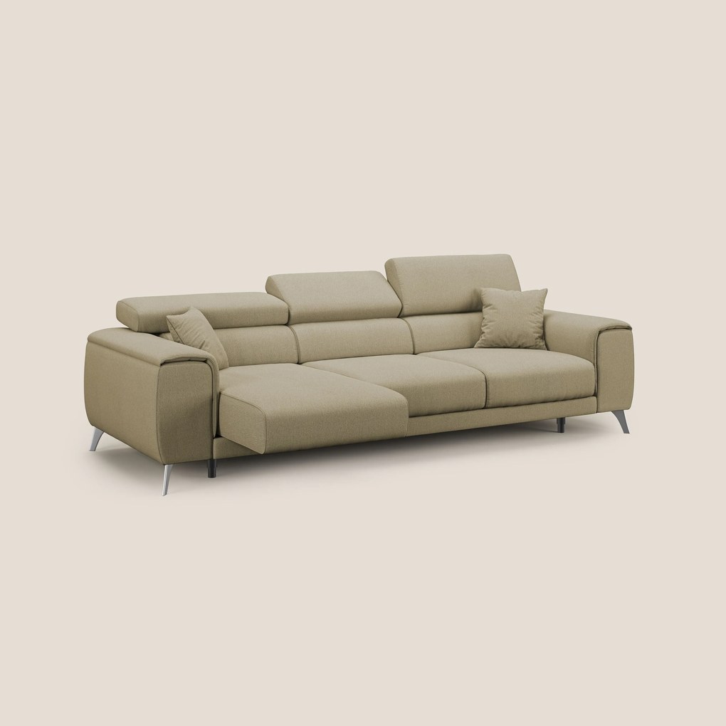 Fusion divano con 3 sedute allungabili in tessuto smacchiabile T05 cammello