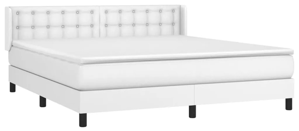 Giroletto a molle con materasso bianco 160x200 cm in similpelle