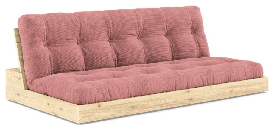 Divano letto in velluto a coste rosa 196 cm Base - Karup Design