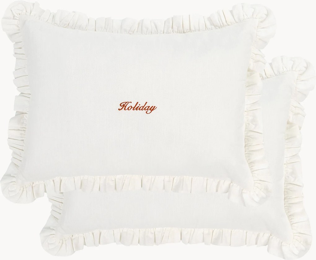 Set di 2 federe in cotone con volant Holiday
