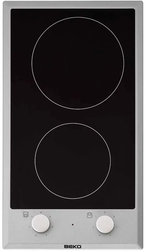 Beko - tavolo domino in vetroceramica 30cm 2 fuochi in acciaio inox - hdcc32200x