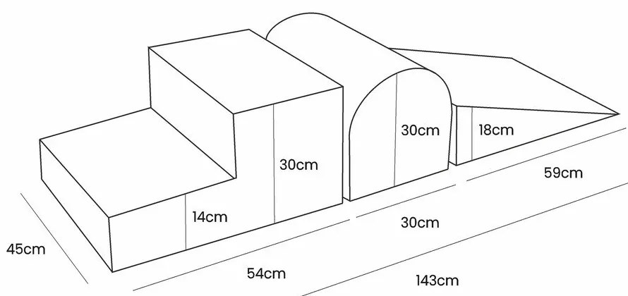 Gioco per psicomotricità beige in velluto 3 pz altezza totale 30 cm 45x143 cm Montessori – Meowbaby