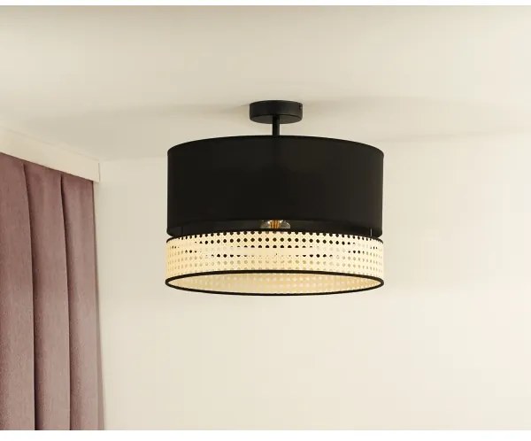 Duolla - Lampadario a plafone DOUBLE RATTAN 1xE27/15W/230V diametro 40 cm nero/beige