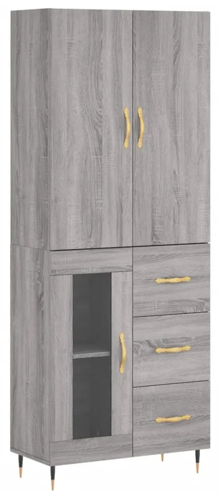 Credenza grigio sonoma 69,5x34x180 cm in legno multistrato