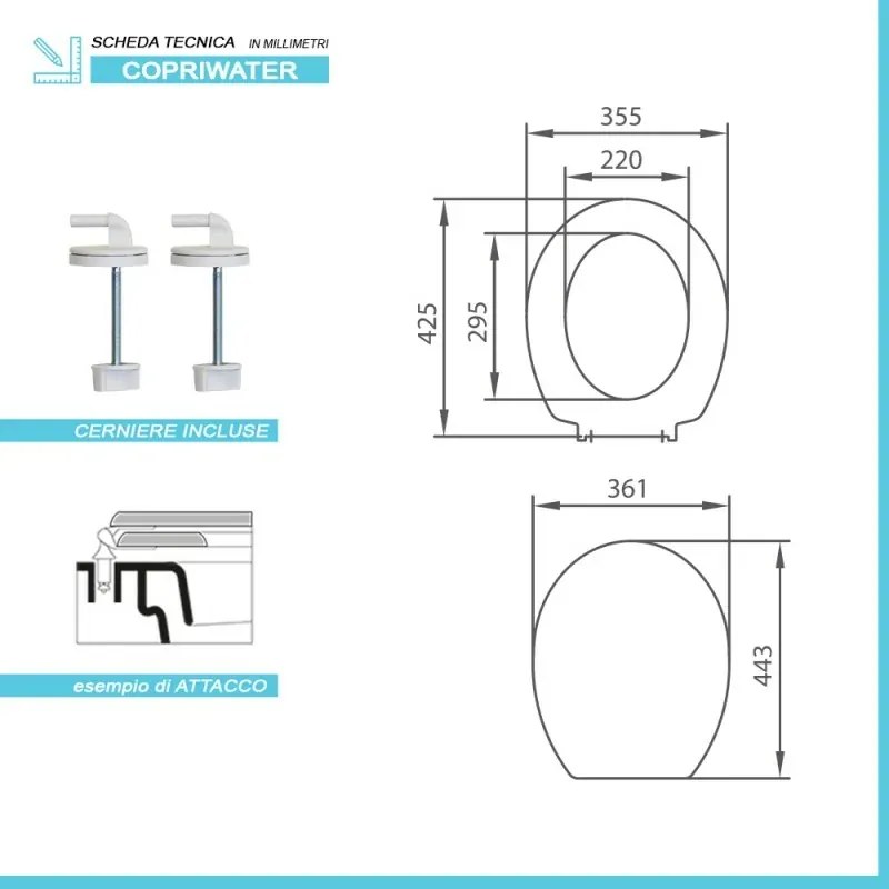 Copriwater Pozzi Ginori specifico per serie Gardena in termoindurente bianco