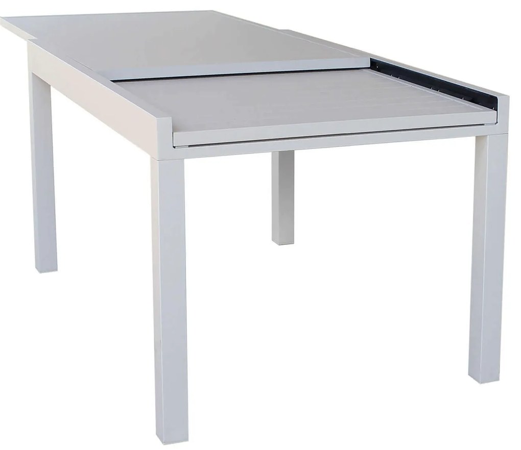 JERRI - set tavolo in alluminio cm 135/270 x 90 x 75 h con 8 poltrone Jessie