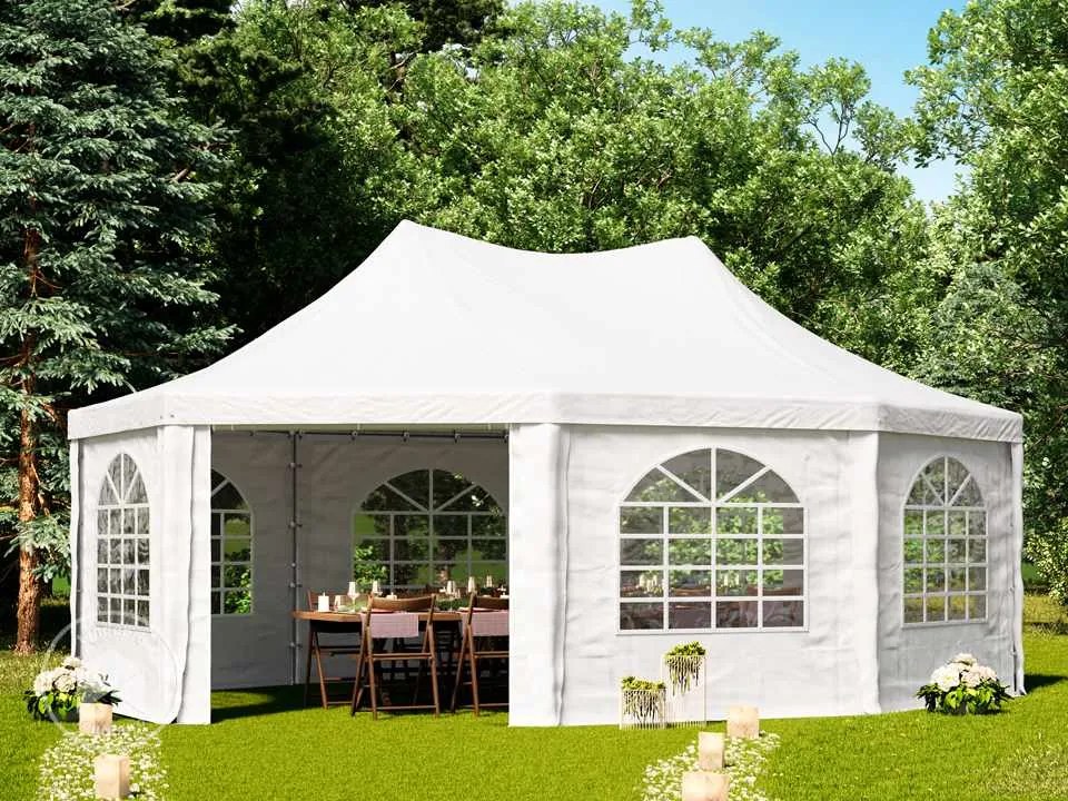 TOOLPORT Gazebo pagoda 5x6,8 m, telo in PVC, bianco - (1067)