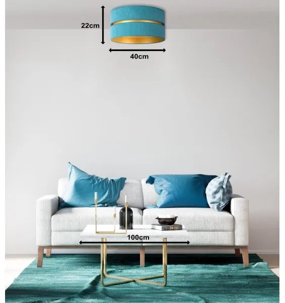 Duolla - Plafoniera DUO 1xE27/40W/230V diametro 40 cm turchese/oro