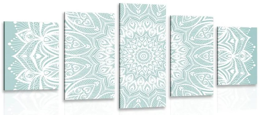Quadri 5 pezzi – Mandala armonia su sfondo blu