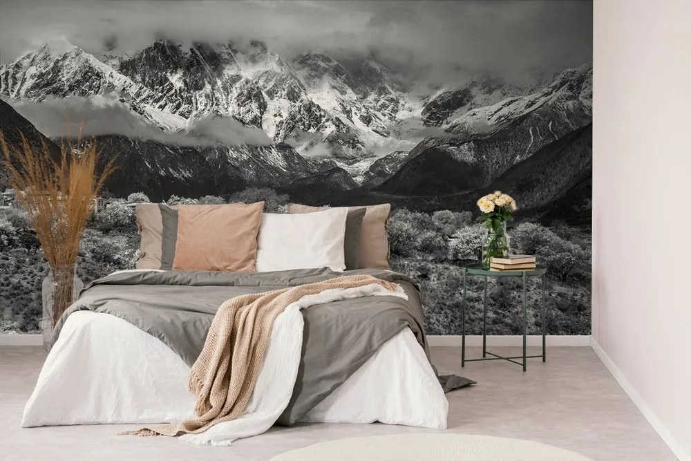 Fotomurale – Paesaggio montano unico in bianco e nero