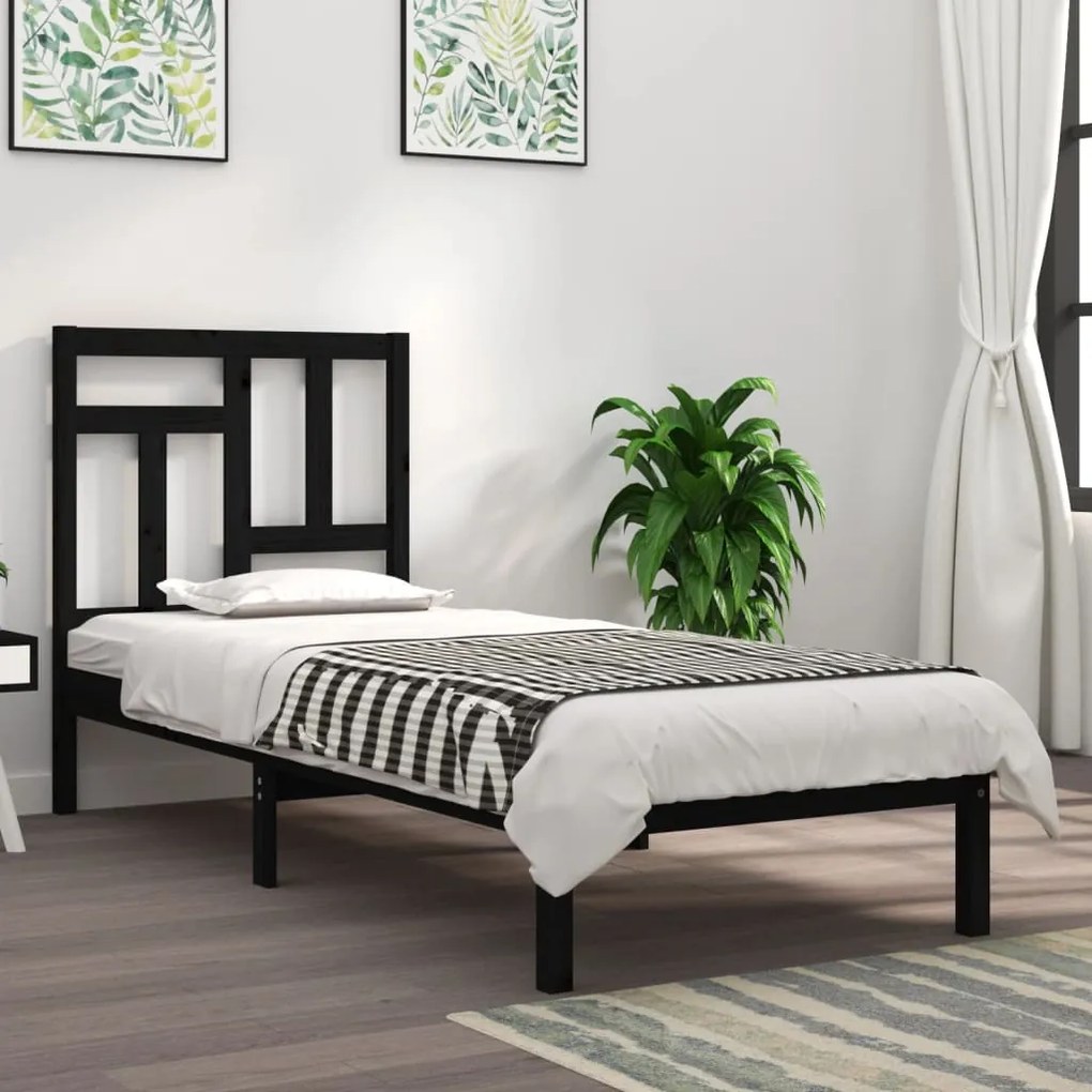 Giroletto İn Legno Massello Nero 75x190 Cm Small Single /