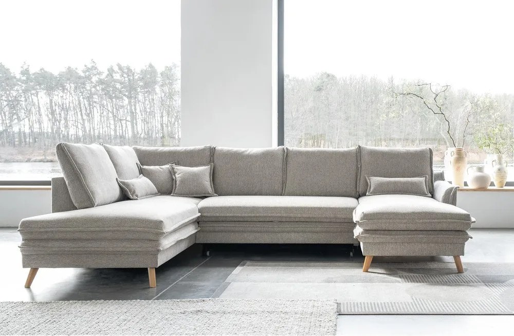 Divano letto angolare beige (angolo sinistro/"U") Charming Charlie - Miuform