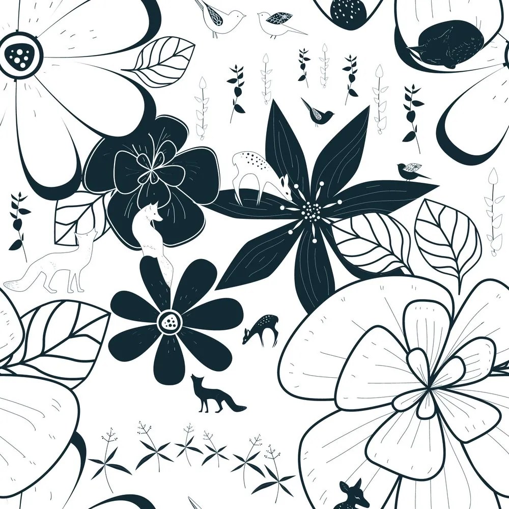 Carta da parati – Animali intorno ai fiori