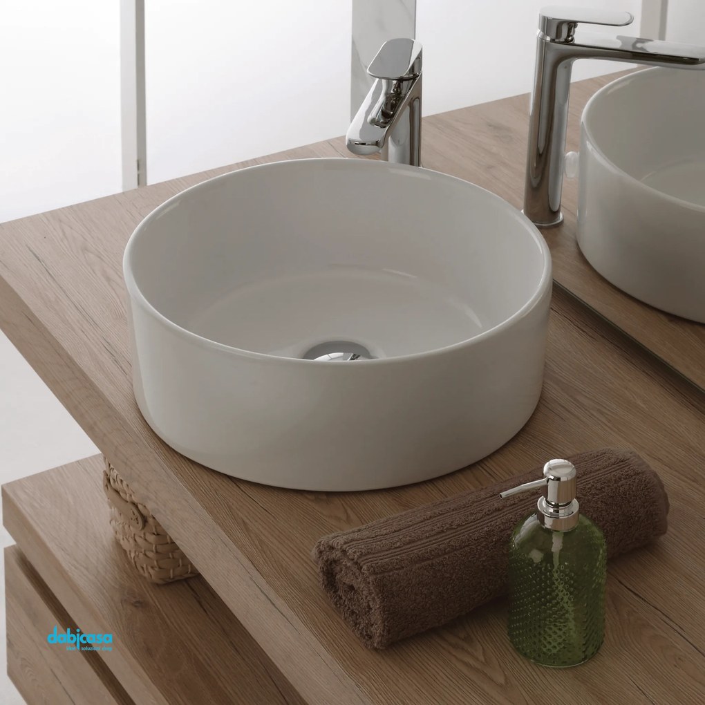 Lavabo D'Appoggio Diam.40 Cm Bianco Lucido