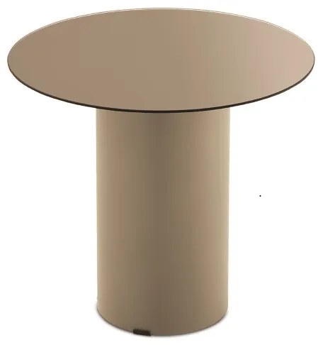 Tavolino tondo WAYLON 45 con base in metallo Beige e piano in vetro Bronzo