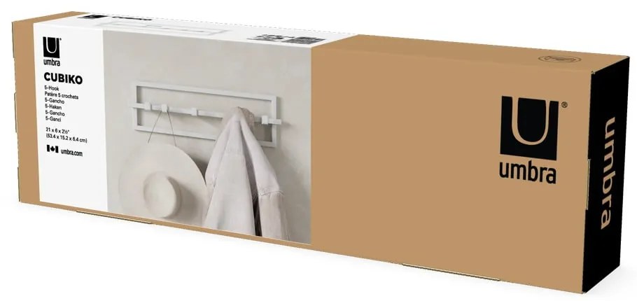 Appendiabiti da parete in metallo bianco Cubiko - Umbra