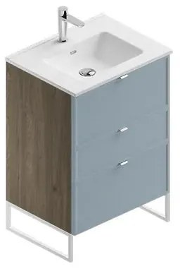 Mobile bagno con lavabo L 60 x H 93 x P 46 cm cotto/cielo in mdf 3 cassetti per vasca centrale Quadra