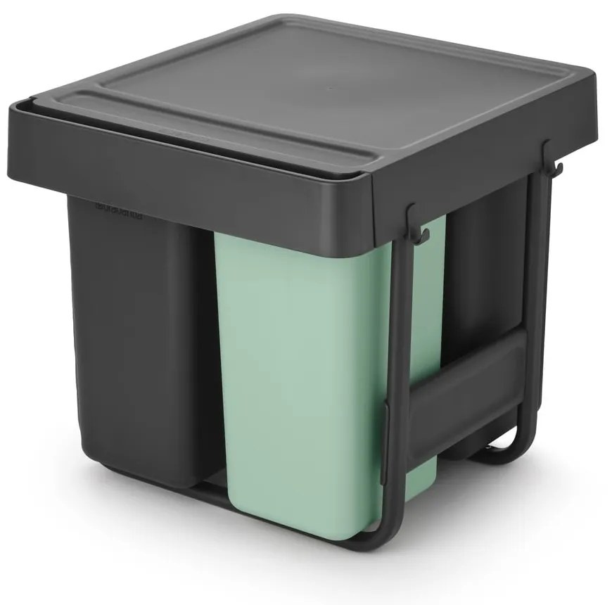 Bidone in plastica touchable per raccolta differenziata in grigio scuro menta 40 l Sort&amp;Go - Brabantia
