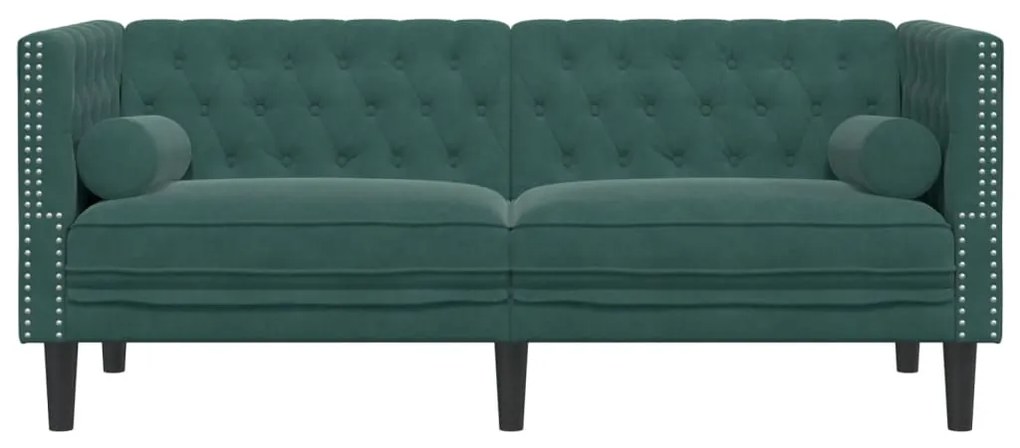 Divano chesterfield con rinforzi 2 posti verde scuro in velluto