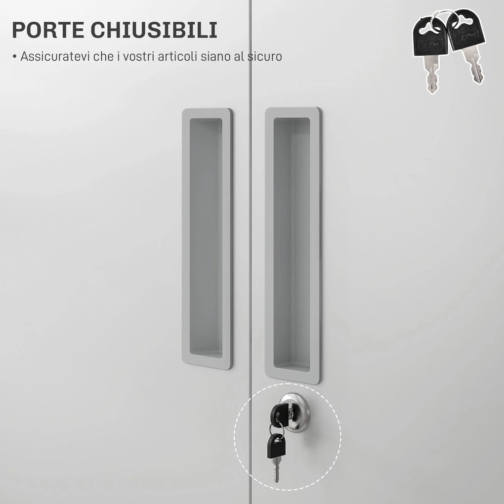 Armadio da Ufficio in Acciaio con 4 Ripiani Regolabili 80x40x180 cm Bianco...
