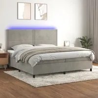 Letto a Molle Materasso e LED Grigio Chiaro 200x200 cm Velluto cod mxl 54600