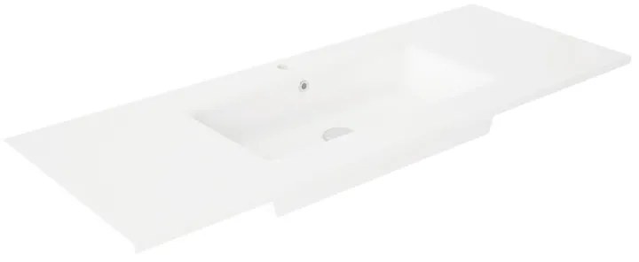 Lavabo integrale a incasso rettangolare vasca centrale L 121 x H 14 x P 46 cm in resina bianco